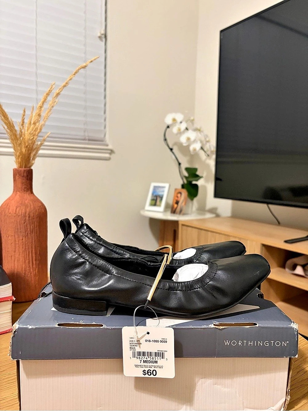 Worthington Talmond Square Closed Toe Ballet Flats Black US 7 M